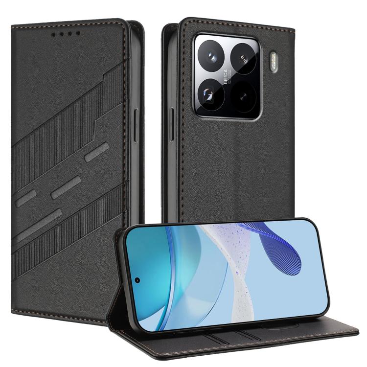 Funda de cuero retro con relieve para Xiaomi 15S Pro (negro)