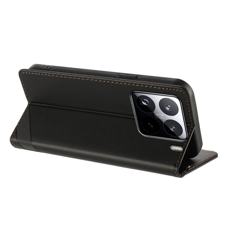 Funda de cuero retro con relieve para Xiaomi 15S Pro (negro)