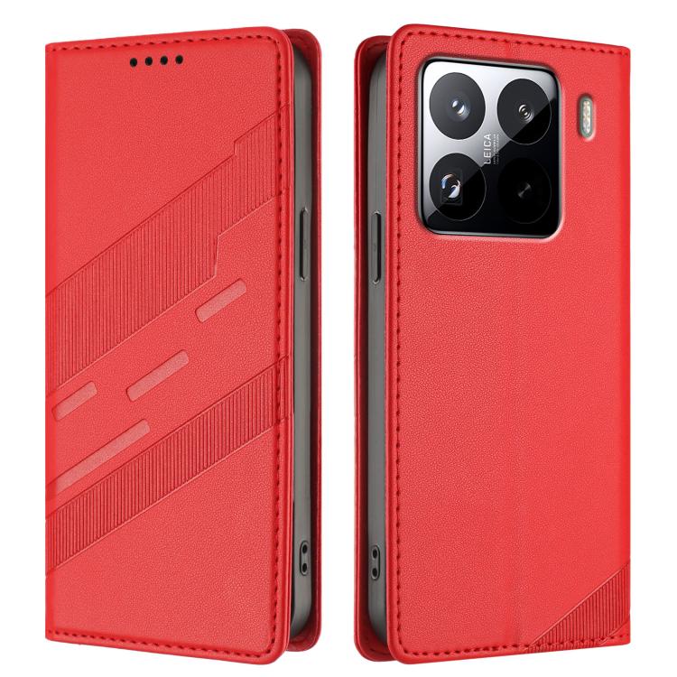 Funda de cuero retro con relieve para Xiaomi 15S Pro (rojo)