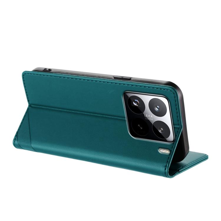 Funda de cuero retro con relieve para Xiaomi 15S Pro (verde oscuro)