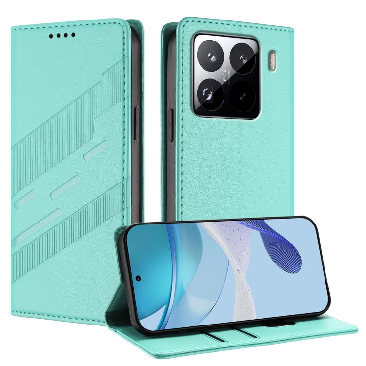 Funda de cuero retro con relieve para Xiaomi 15S Pro (verde menta)