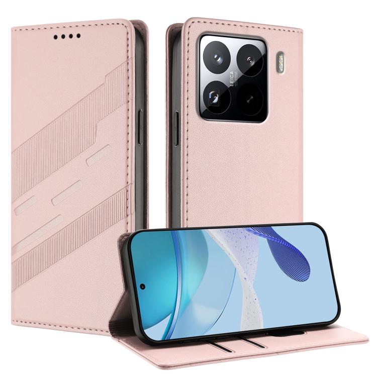 Funda de cuero retro con relieve para Xiaomi 15S Pro (rosa)
