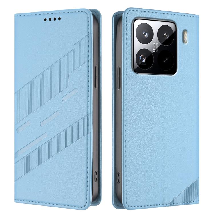 Funda de cuero retro con relieve para Xiaomi 15S Pro (azul claro)
