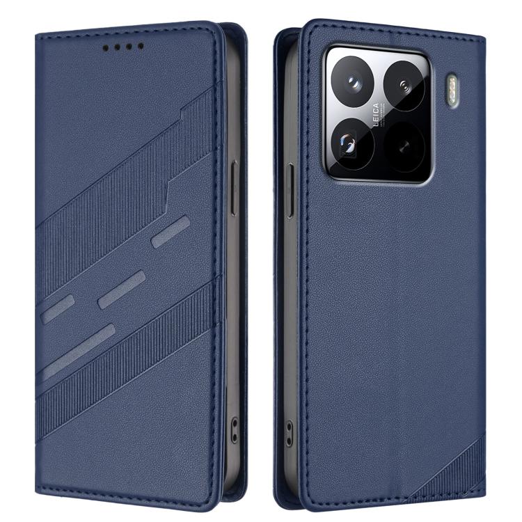 Funda de cuero retro con relieve para Xiaomi 15S Pro (azul oscuro)