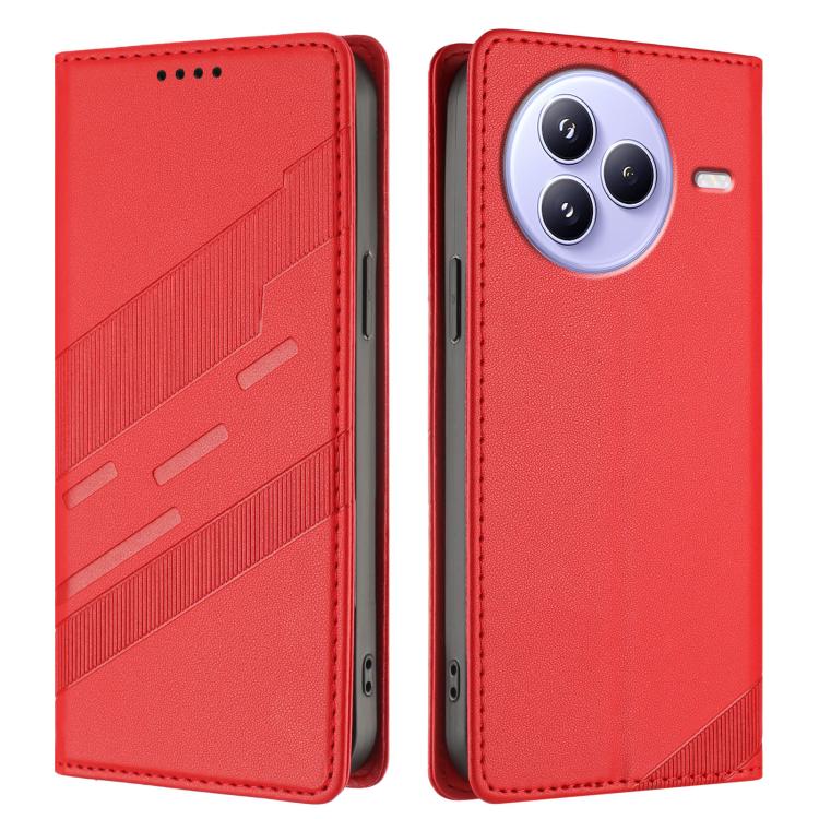 Funda de cuero retro con relieve para Xiaomi Civi 5 Pro (rojo)