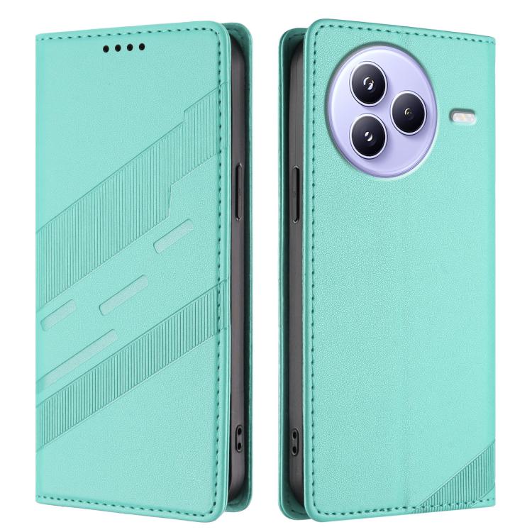 Funda de cuero retro con relieve para Xiaomi Civi 5 Pro (verde menta)