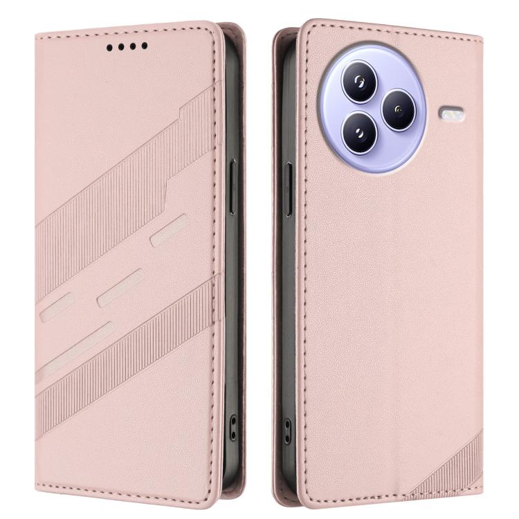 Funda de cuero retro con relieve para Xiaomi Civi 5 Pro (rosa)