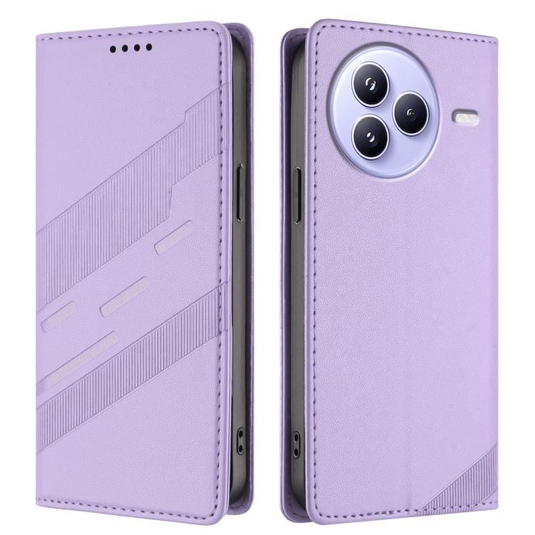 Funda de cuero retro con relieve para Xiaomi Civi 5 Pro (morado claro)