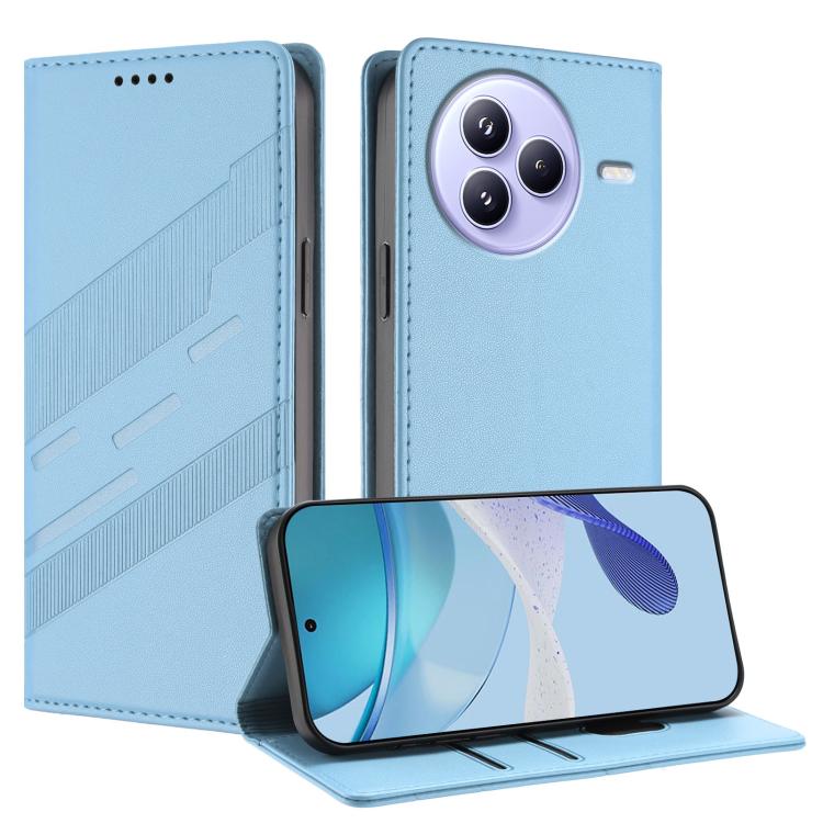 Funda de cuero retro con relieve para Xiaomi Civi 5 Pro (azul claro)