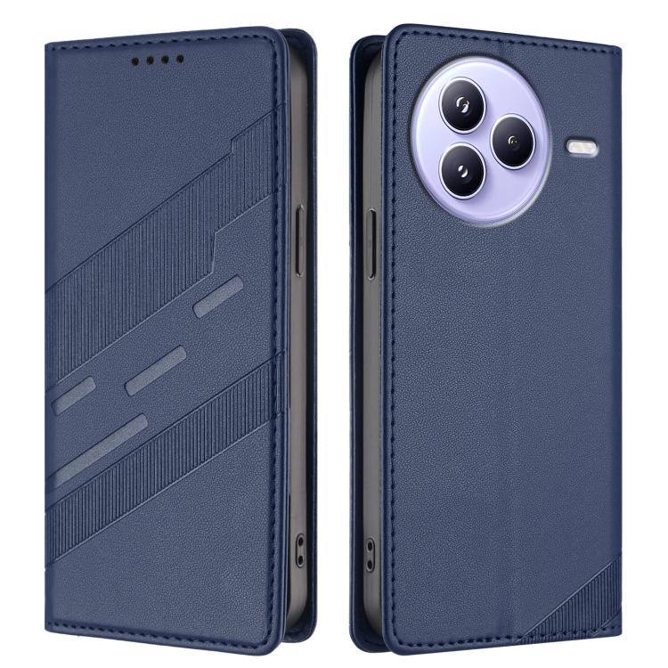Funda de cuero retro con relieve para Xiaomi Civi 5 Pro (azul oscuro)