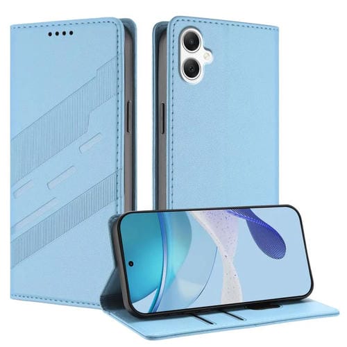 Funda de cuero retro con relieve para Samsung Galaxy A07 4G (azul claro)