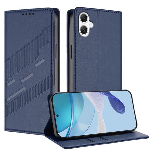 Funda de cuero retro con relieve para Samsung Galaxy A07 4G (azul oscuro)