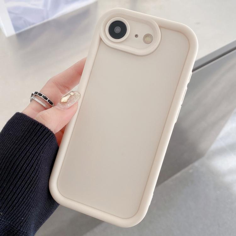 Funda de TPU con marco esmerilado y orificio preciso para iPhone 16e (blanca)