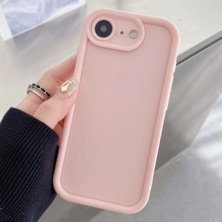Funda de TPU con marco esmerilado y orificio preciso para iPhone 16e (rosa claro)