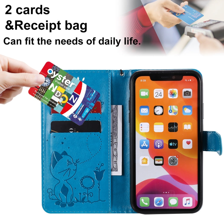 Funda de Cuero Cat Bee para iPhone 11 con Tapa Horizontal, Soporte, Ranuras para Tarjetas y Billetera (Azul)