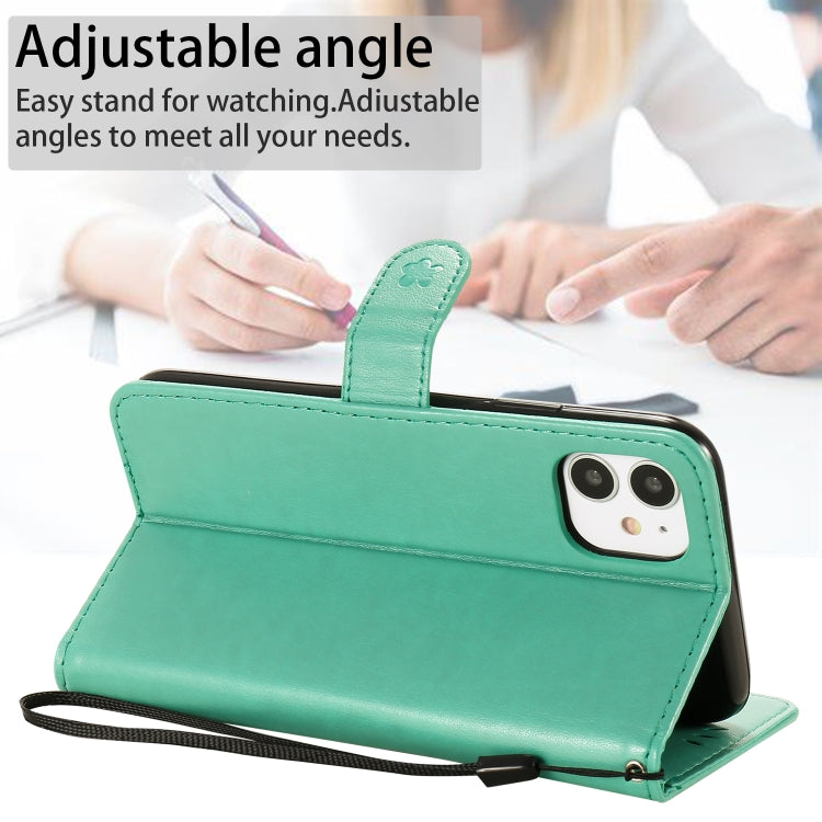 Funda de Cuero Cat Bee para iPhone 11 con Tapa Horizontal, Soporte, Ranuras para Tarjetas y Billetera (Verde)