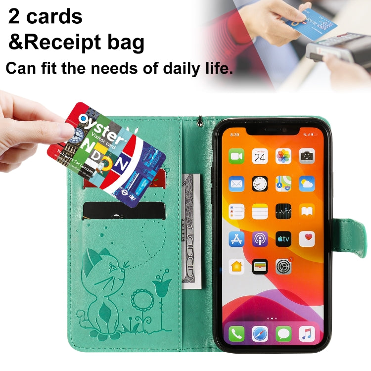 Funda de Cuero Cat Bee para iPhone 11 con Tapa Horizontal, Soporte, Ranuras para Tarjetas y Billetera (Verde)
