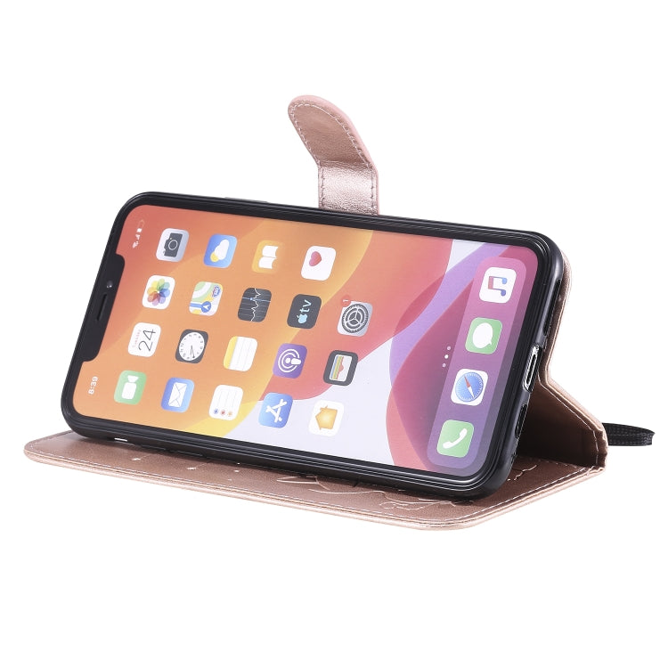 Funda para iPhone 11 Pro Max Cat Bee Cuero con Tapa Horizontal, Soporte y Ranuras para Tarjetas (Oro Rosa)