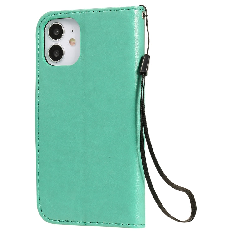 Funda de Cuero para iPhone 12 Mini Cat Bee con Tapa Horizontal, Soporte, Ranuras para Tarjetas y Billetera (Verde)