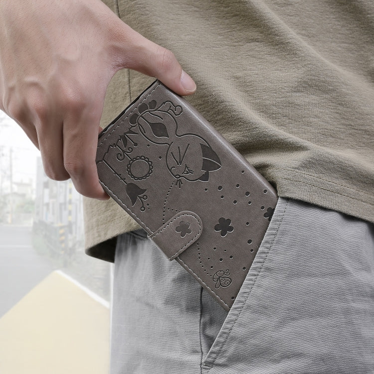 Funda de Cuero Cat Bee para iPhone 12 Mini con Tapa Horizontal, Soporte y Ranuras para Tarjetas (Gris)