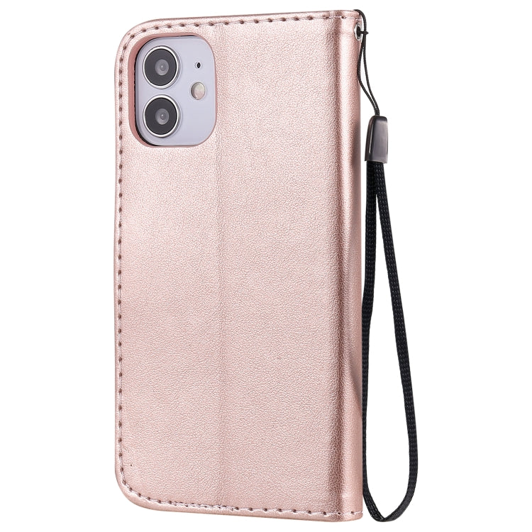 Funda de Cuero iPhone 12 Mini Cat Bee Patrón En Relieve Tapa Horizontal Soporte Ranuras Billetera (Oro Rosa)