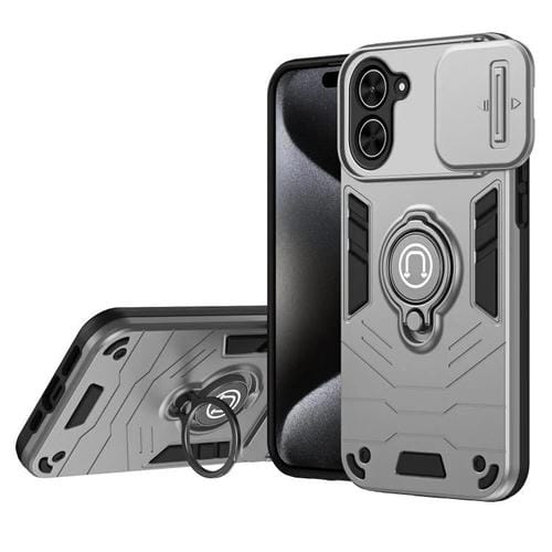 Funda con soporte de anillo Camshield de 171,7 mm para Xiaomi Poco C71/Redmi A5 4G (gris)