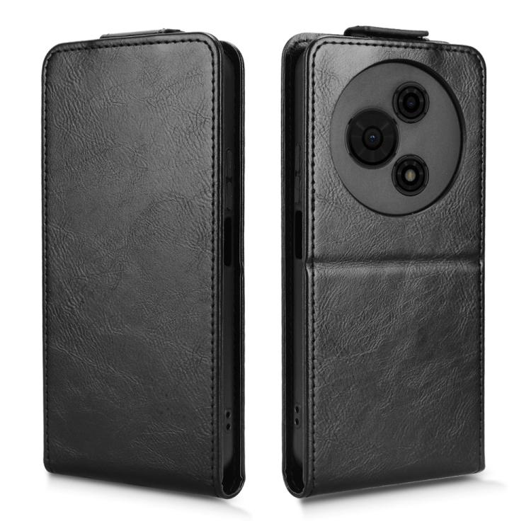 Funda magnética vertical de cuero con hebilla para TCL 605 (negra)