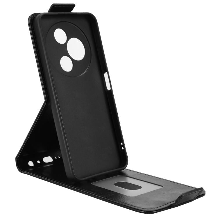 Funda magnética vertical de cuero con hebilla para TCL 605 (negra)