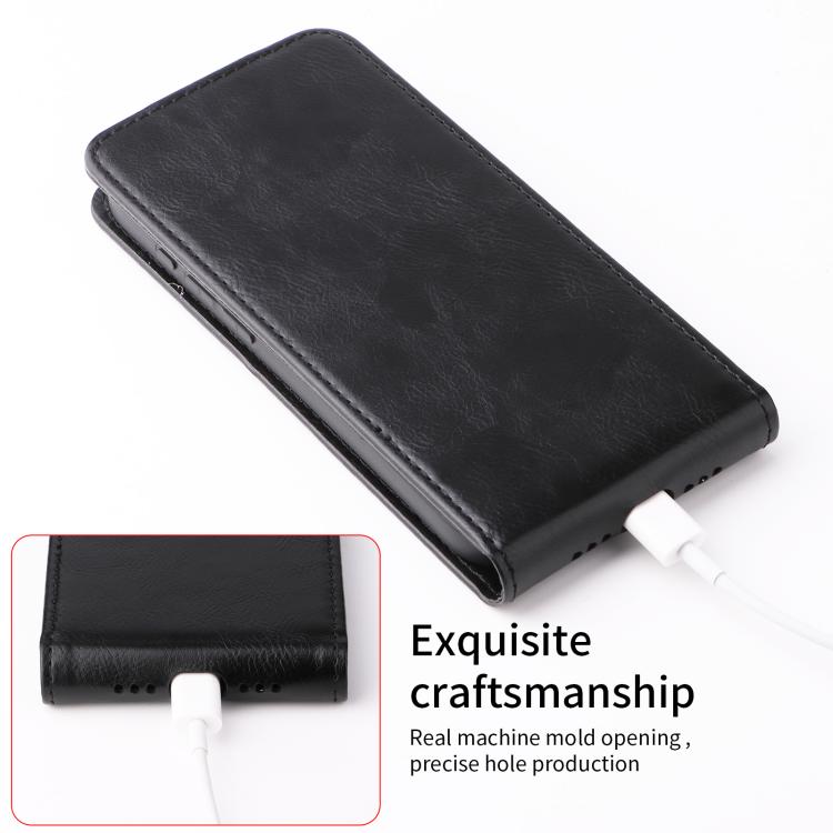 Funda magnética vertical de cuero con hebilla para TCL 605 (negra)