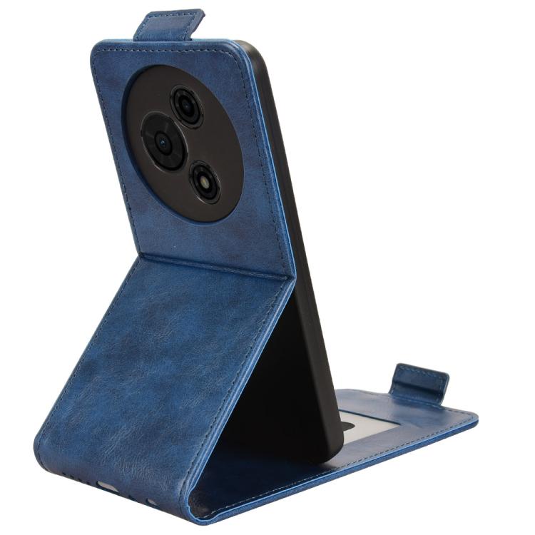 Funda magnética vertical de cuero con hebilla para TCL 605 (azul)
