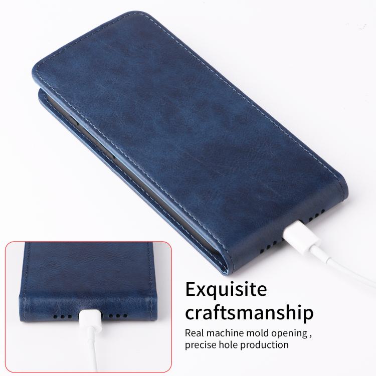 Funda magnética vertical de cuero con hebilla para TCL 605 (azul)