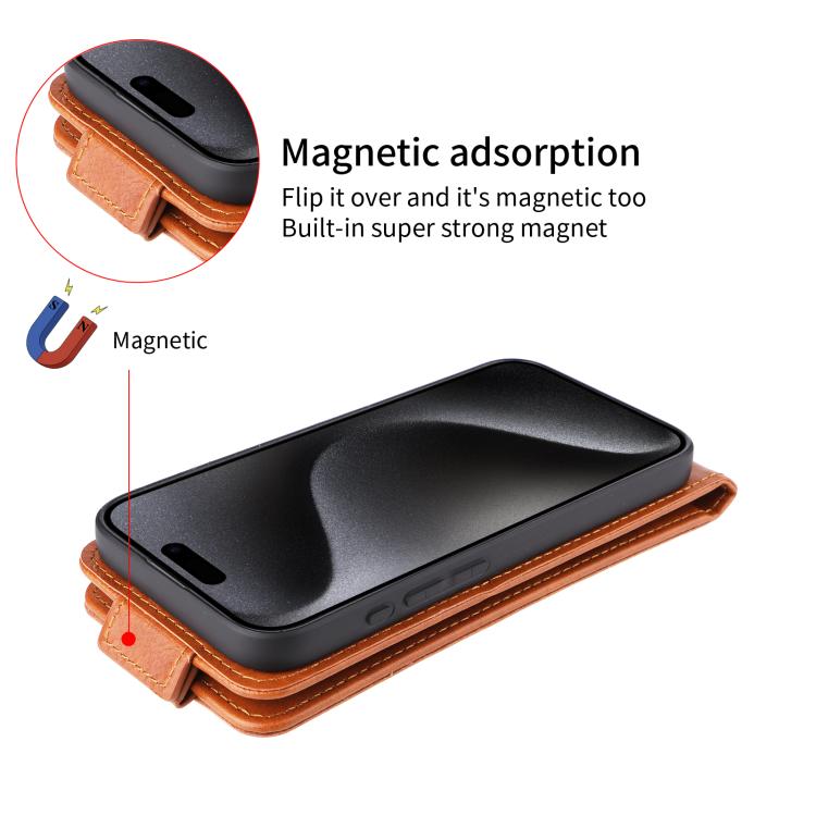 Funda magnética de cuero con tapa vertical y hebilla para TCL 605 (marrón)
