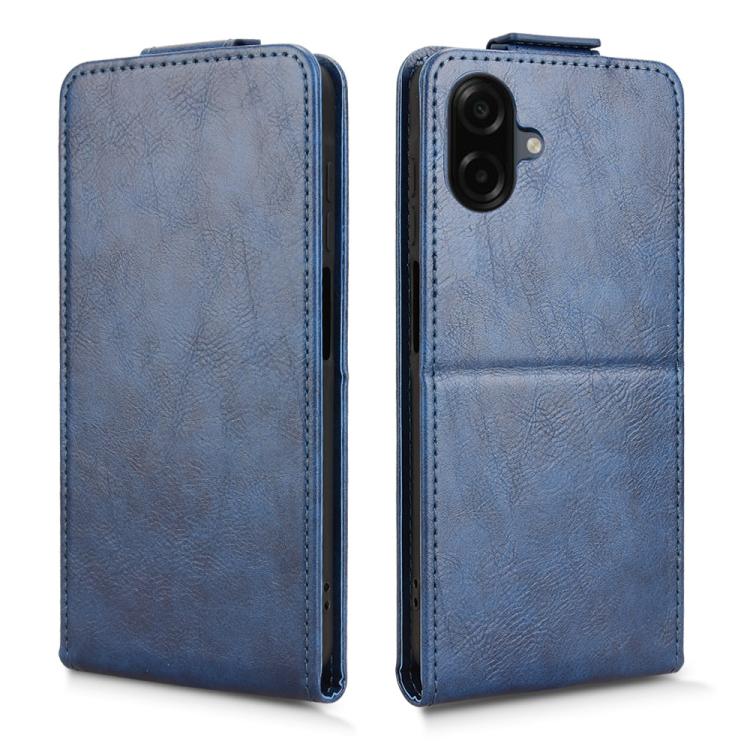 Funda magnética de cuero con tapa vertical y hebilla para Samsung Galaxy A07 4G (azul)