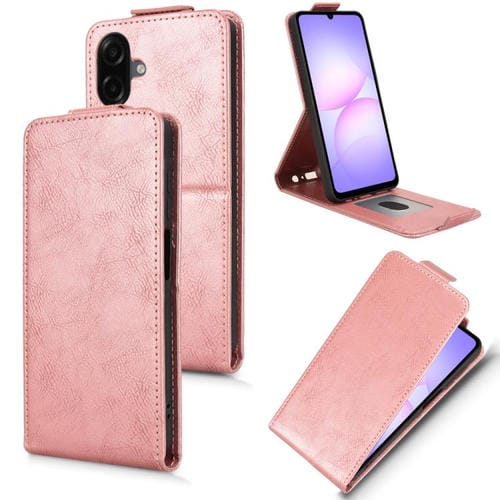 Funda magnética de cuero con tapa vertical y hebilla para Samsung Galaxy A07 4G (oro rosa)