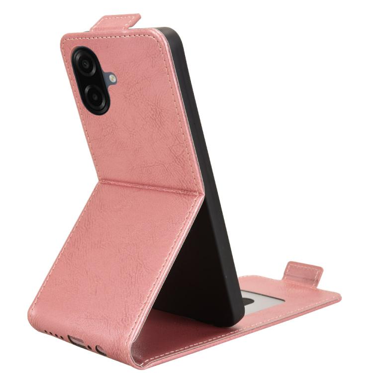 Funda magnética de cuero con tapa vertical y hebilla para Samsung Galaxy A07 4G (oro rosa)
