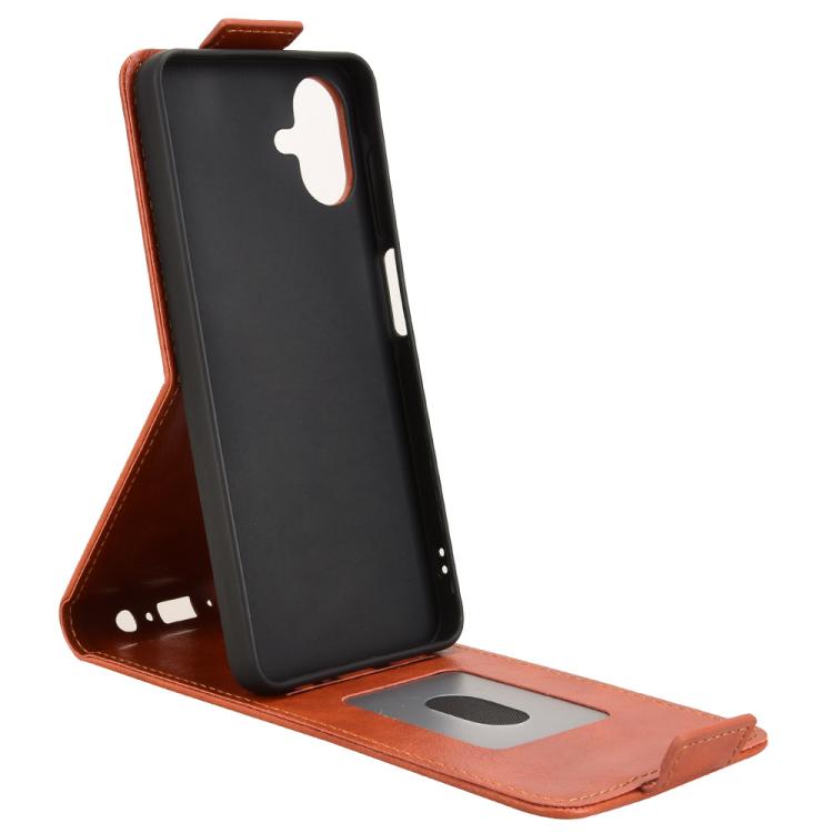 Funda magnética de cuero con tapa vertical y hebilla para Samsung Galaxy A07 4G (marrón)
