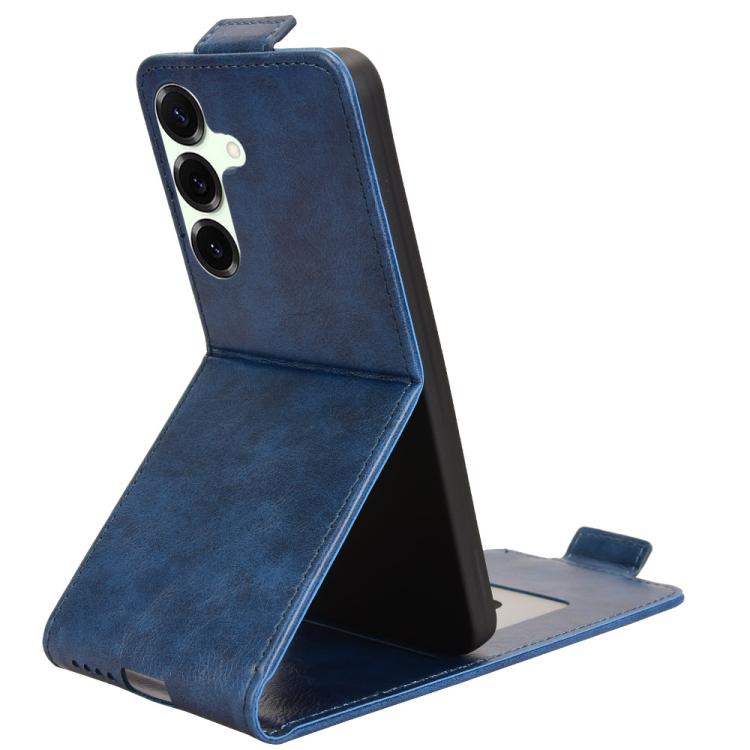 Funda magnética de cuero con tapa vertical y hebilla para Samsung Galaxy S25 FE 5G (azul)
