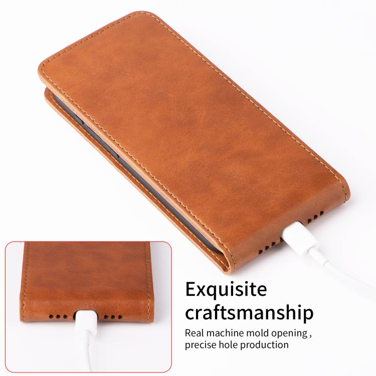 Funda magnética de cuero con tapa vertical y hebilla para Samsung Galaxy S25 FE 5G (marrón)