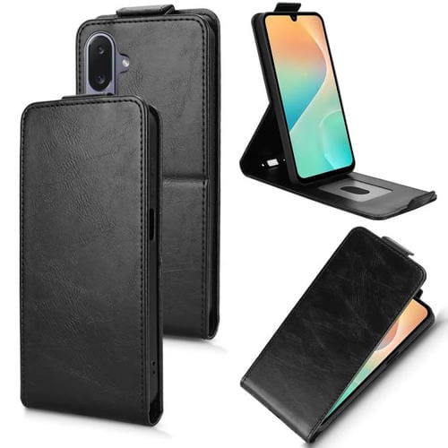 Funda magnética de cuero con tapa vertical y hebilla para Samsung Galaxy M36 5G (negra)