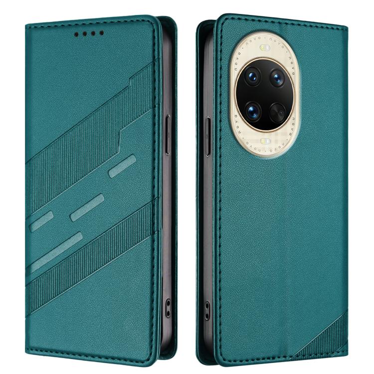 Funda de cuero retro con relieve para Huawei Nova 14 (verde oscuro)