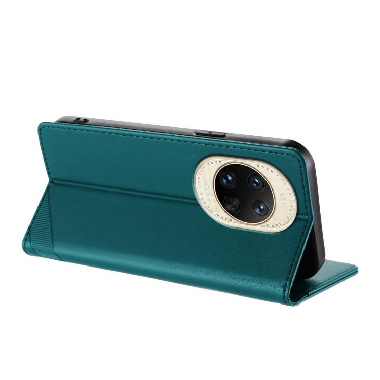 Funda de cuero retro con relieve para Huawei Nova 14 (verde oscuro)