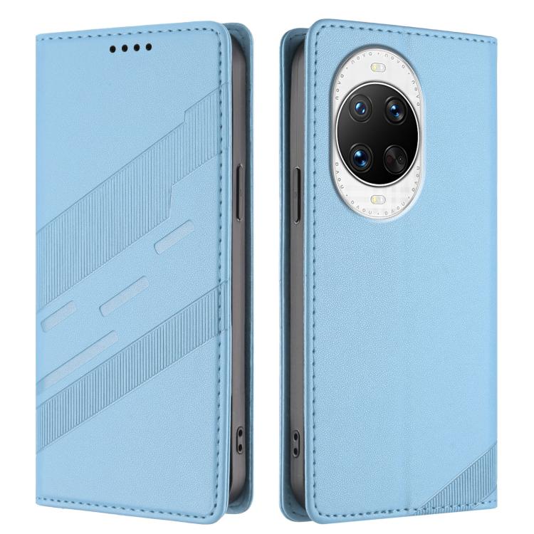 Funda de cuero retro con relieve para Huawei Nova 14 Pro (azul claro)