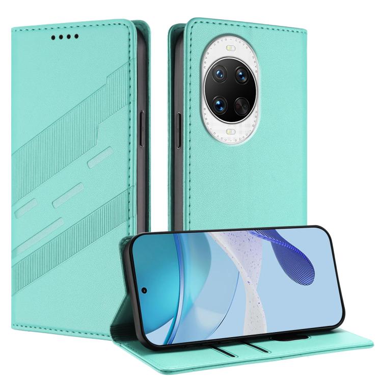 Funda de cuero retro con relieve para Huawei nova 14 Ultra (verde menta)