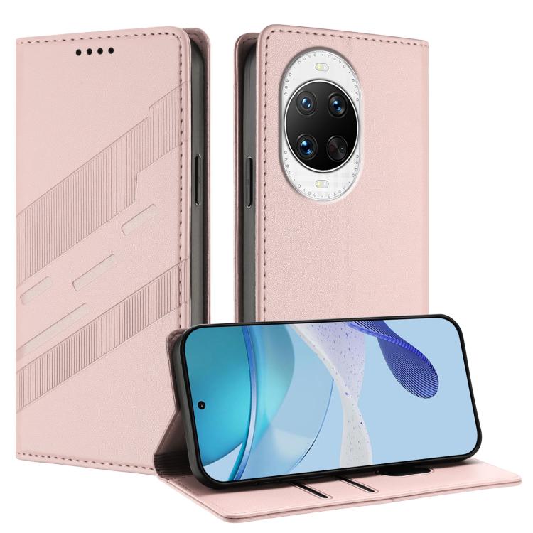 Funda de cuero retro con relieve para Huawei nova 14 Ultra (rosa)