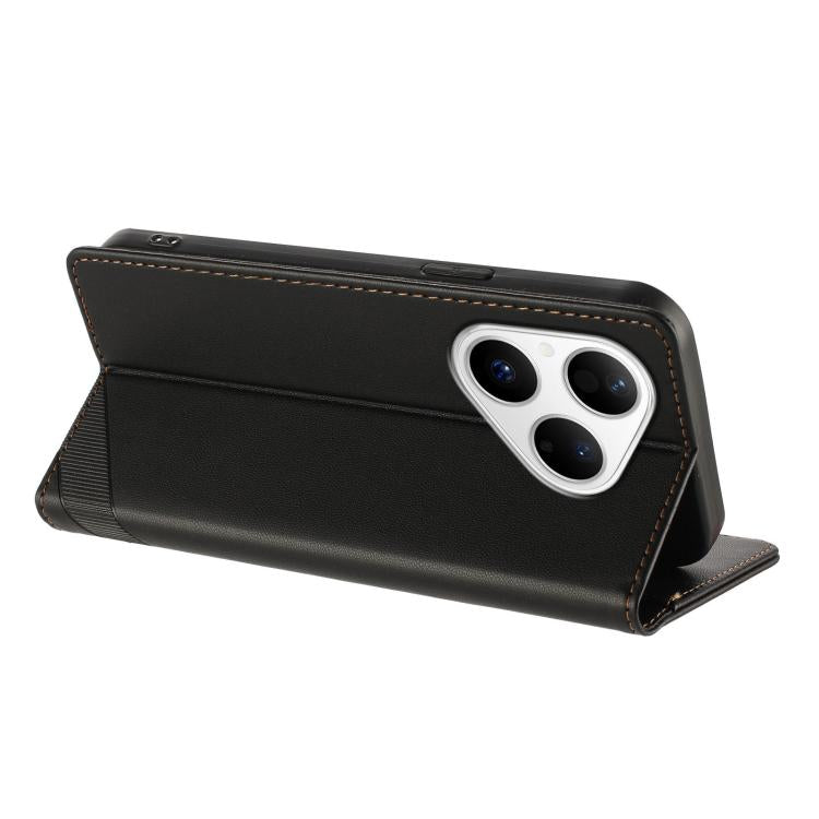 Funda de cuero retro con relieve para Huawei Pura 80 (negro)