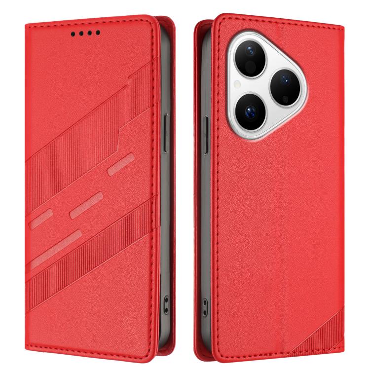 Funda de cuero retro con relieve para Huawei Pura 80 (rojo)