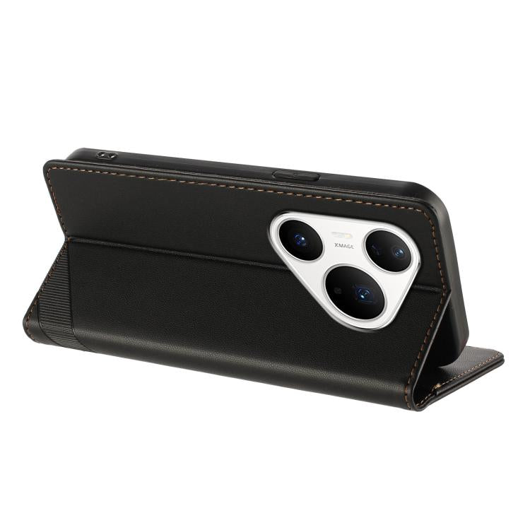 Funda de cuero retro con relieve para Huawei Pura 80 Pro (negro)