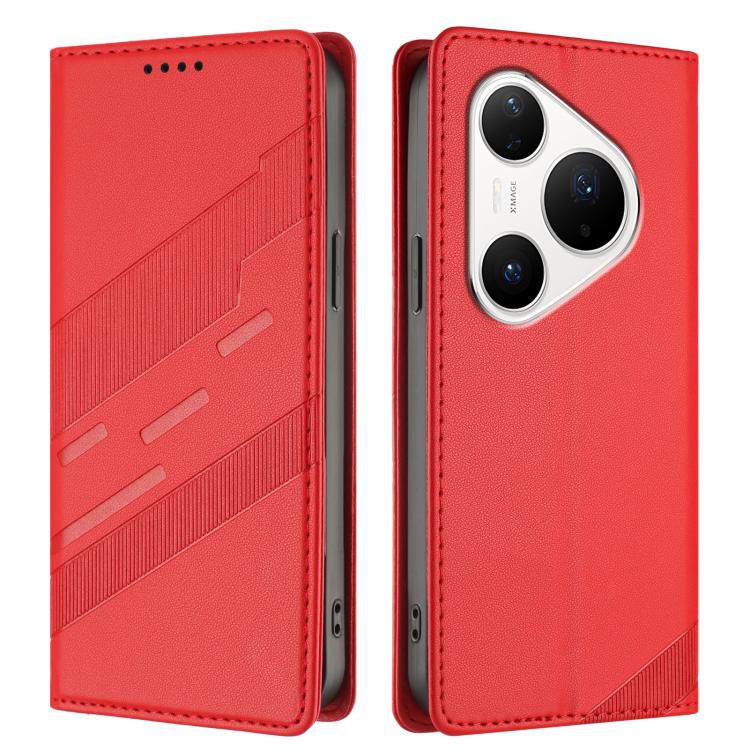 Funda de cuero retro con relieve para Huawei Pura 80 Pro (rojo)