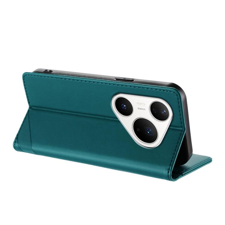 Funda de cuero retro con relieve para Huawei Pura 80 Pro (verde oscuro)