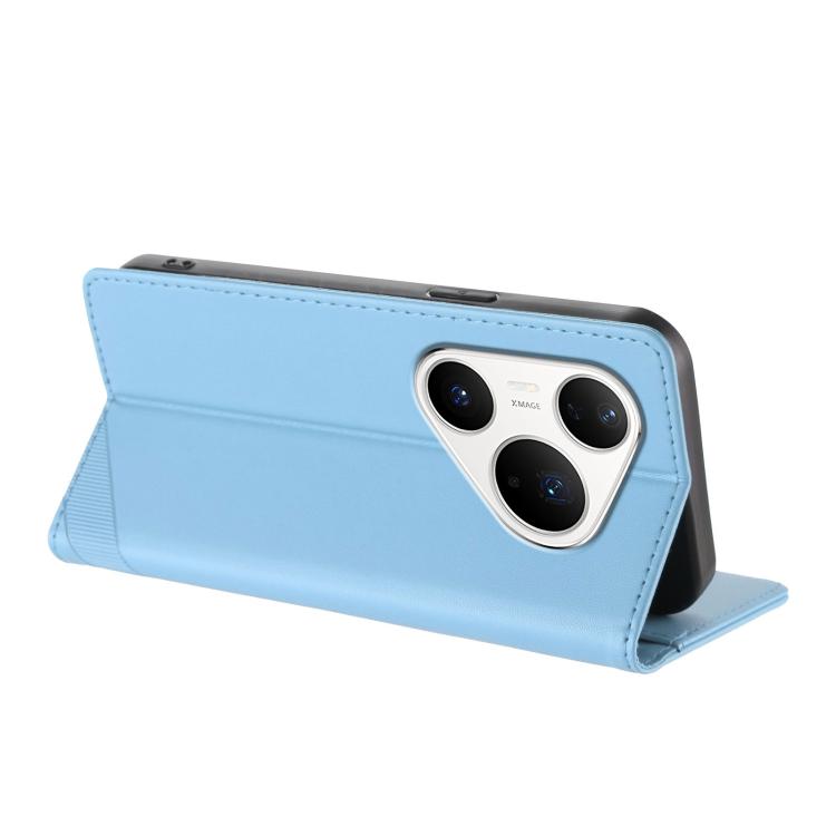 Funda de cuero retro con relieve para Huawei Pura 80 Pro (azul claro)